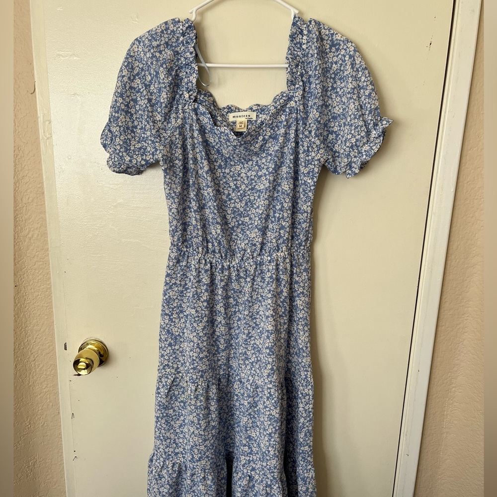 Blue floral midi dress